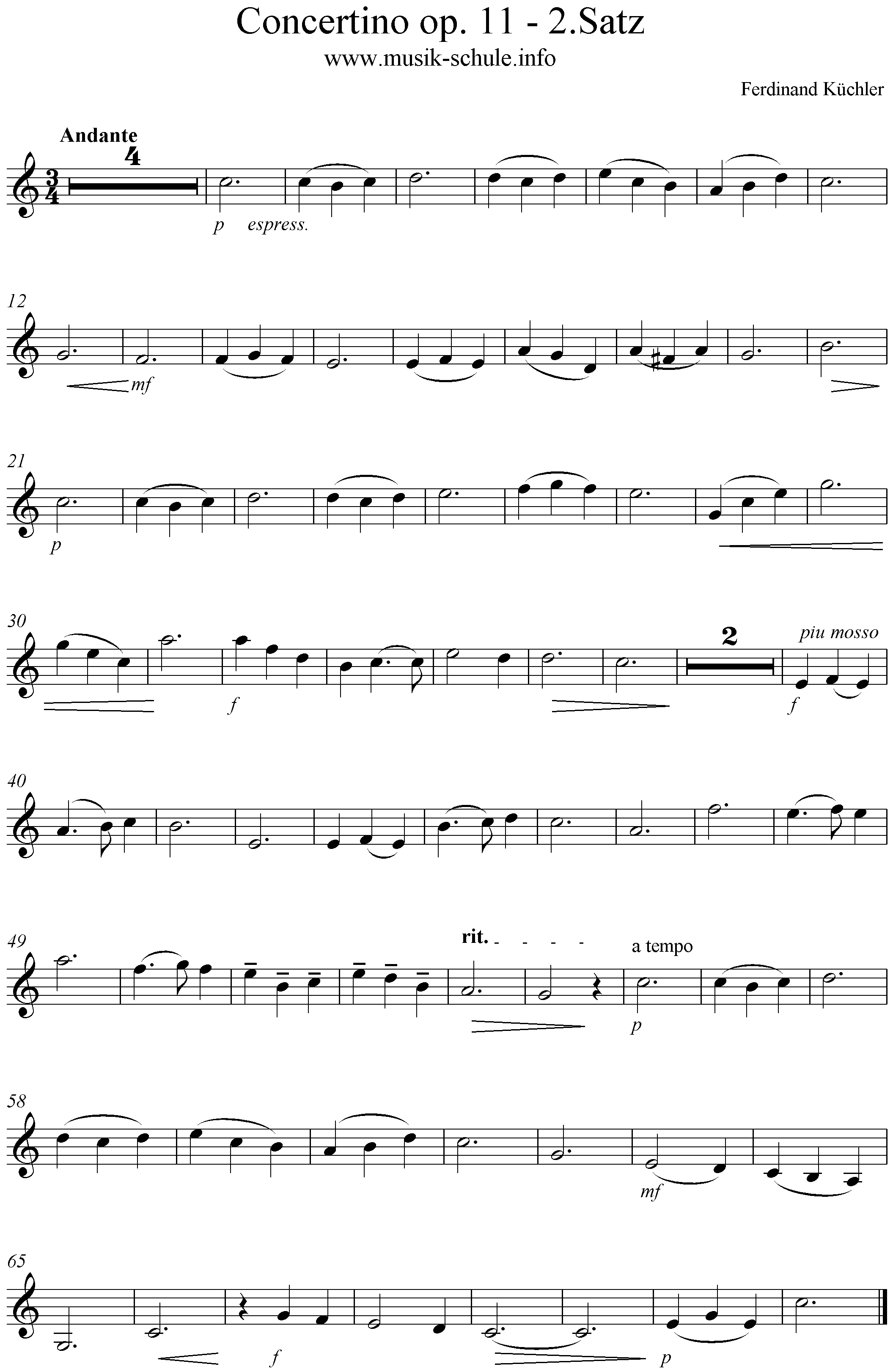 Noten für Violine - Küchler op.11 2.satz